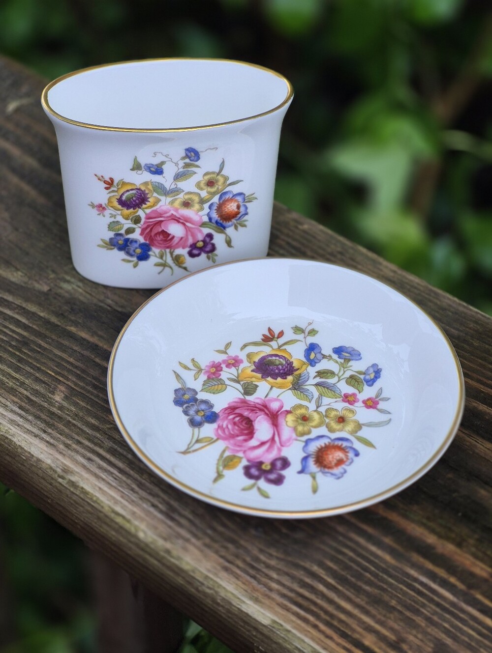 Vintage Royal Worcester England Tooth Pick Holder And Trinket Plate